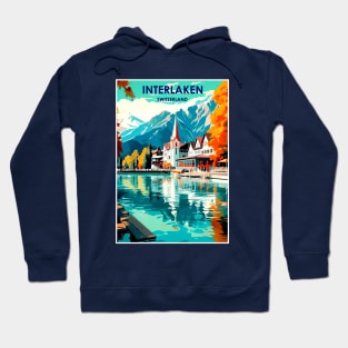 Interlaken Switzerland Vintage Advertising Travel Print Hoodie